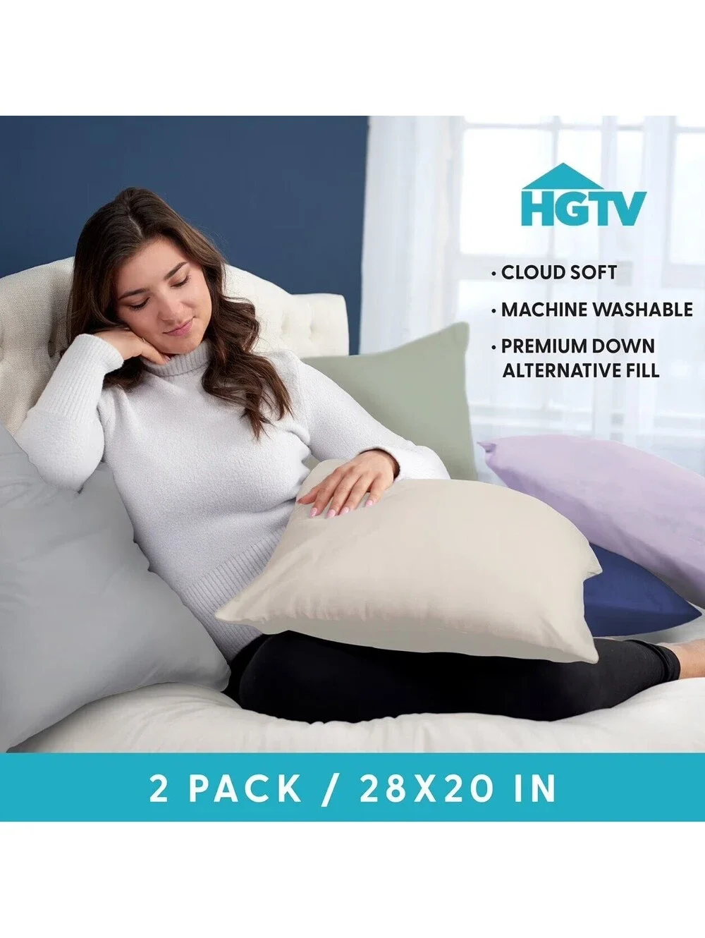 HGTV 2-Pack Fun Cloud Bed Pillow, 20